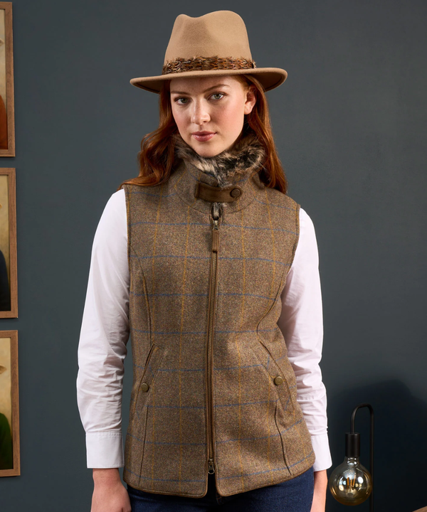 Alan Paine Surrey Ladies Tweed Water Repellent Gilet in Seabrook - Regular Fit